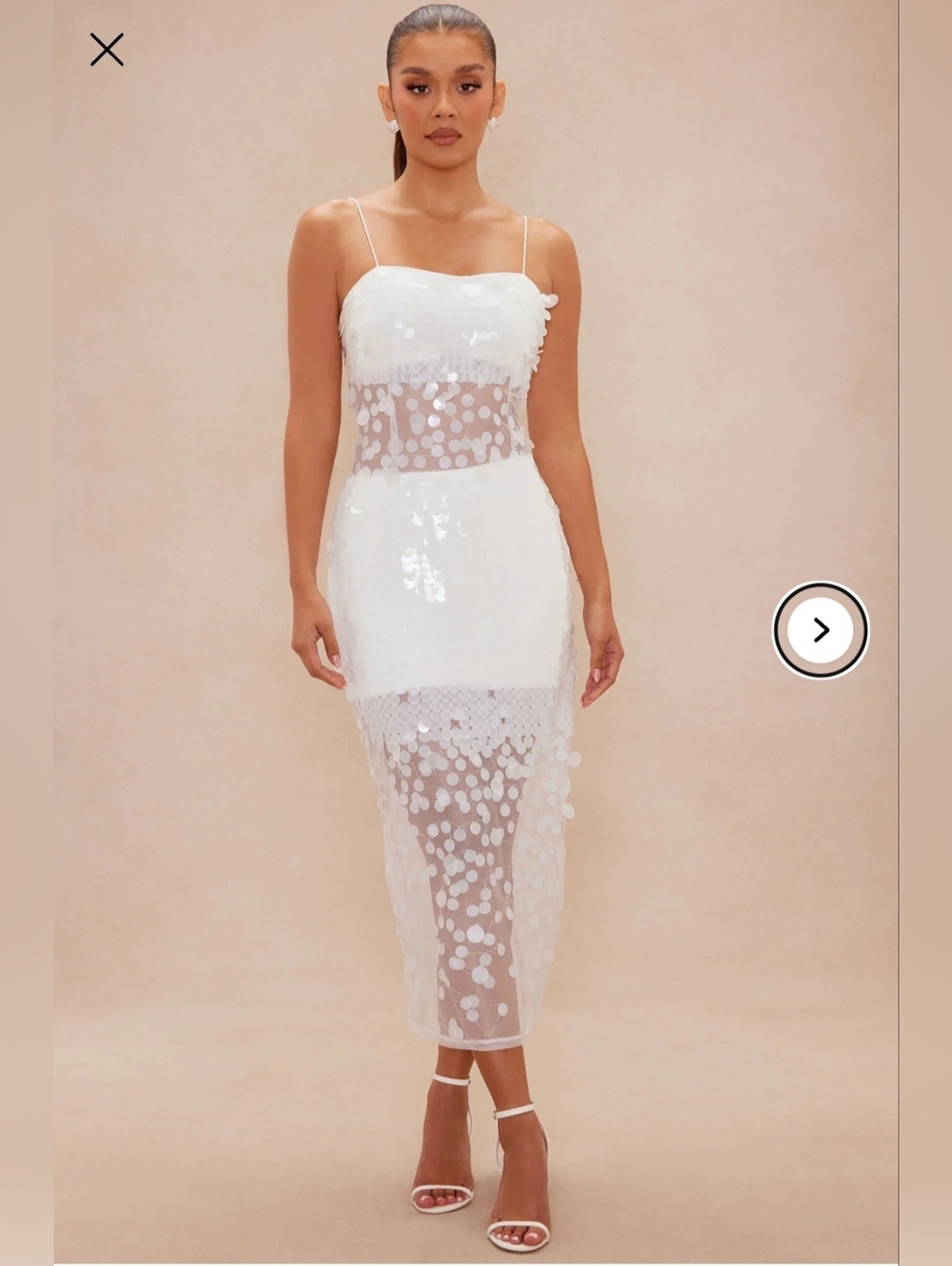 Fashion Nova Luxe White Sequin Mesh Midi Dress - Women